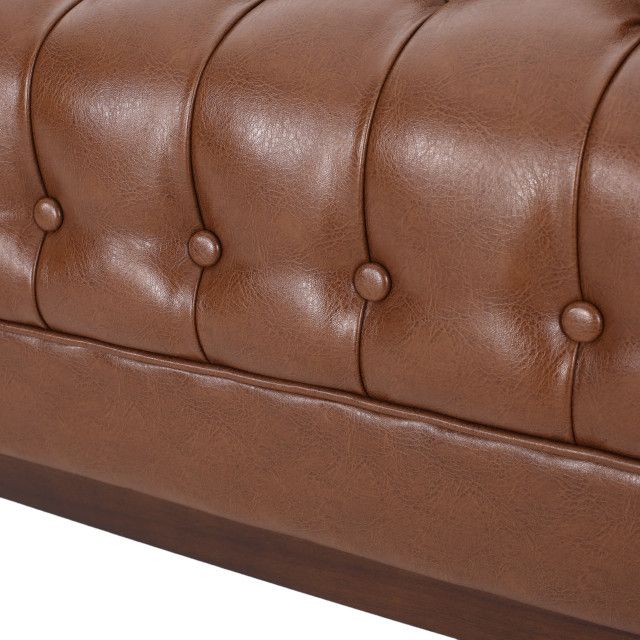 Elias Faux Leather Tufted 3 Seater Sofa - Transitional - Sofas - By ... for Hixon Faux Leather Tufted 3 Piece Sofa And Club Chair Set, Cognac + Espresso