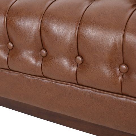 Elias Faux Leather Tufted 3 Seater Sofa - Transitional - Sofas - By ... for Hixon Faux Leather Tufted 3 Piece Sofa And Club Chair Set, Cognac + Espresso
