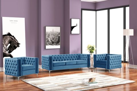 Everly Quinn Rebekah Grey Velvet 3 Pieces 1 Sofa And 2 Arm Chairs ... intended for Maximizing Comfort and Style with Standard Foam Sofa Sets in Residential Interiors