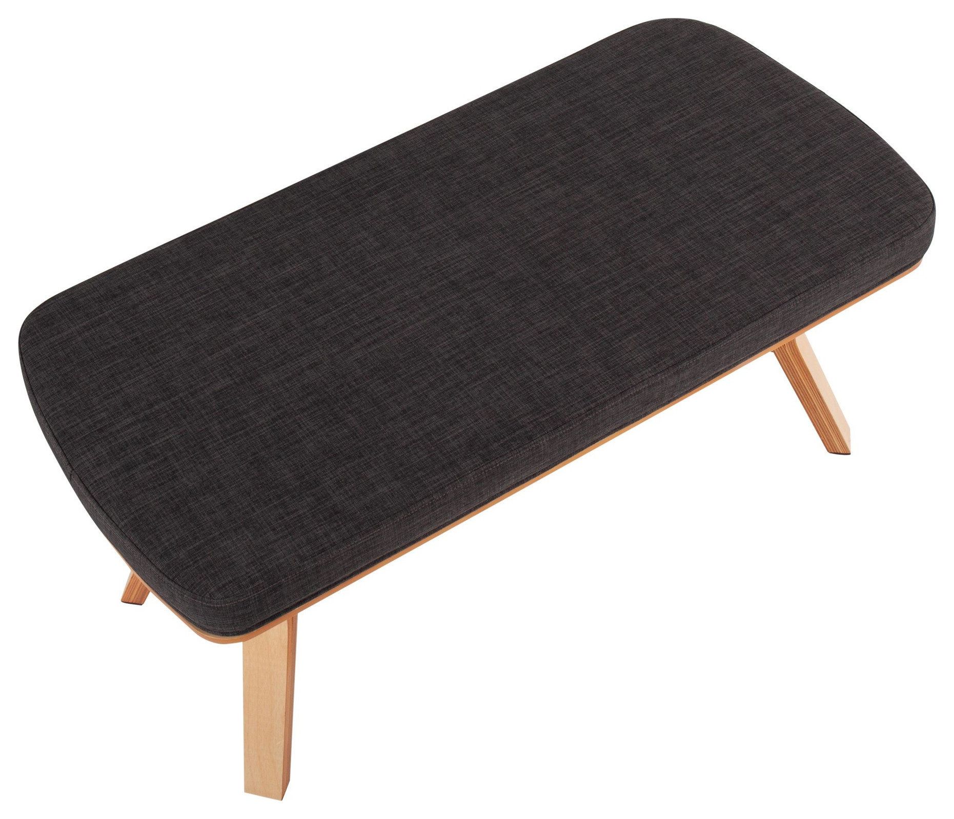 Folia Mid-Century Modern Bench, Natural Wood/Charcoal Fabric ... within Lumisource Folia Mid-Century Modern Bench, Walnut Wood And Orange Fabric