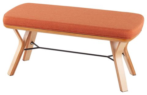 Folia Mid-Century Modern Bench, Natural Wood/Orange Fabric - Midcentury ... with regard to Lumisource Folia Mid-Century Modern Bench, Walnut Wood And Orange Fabric