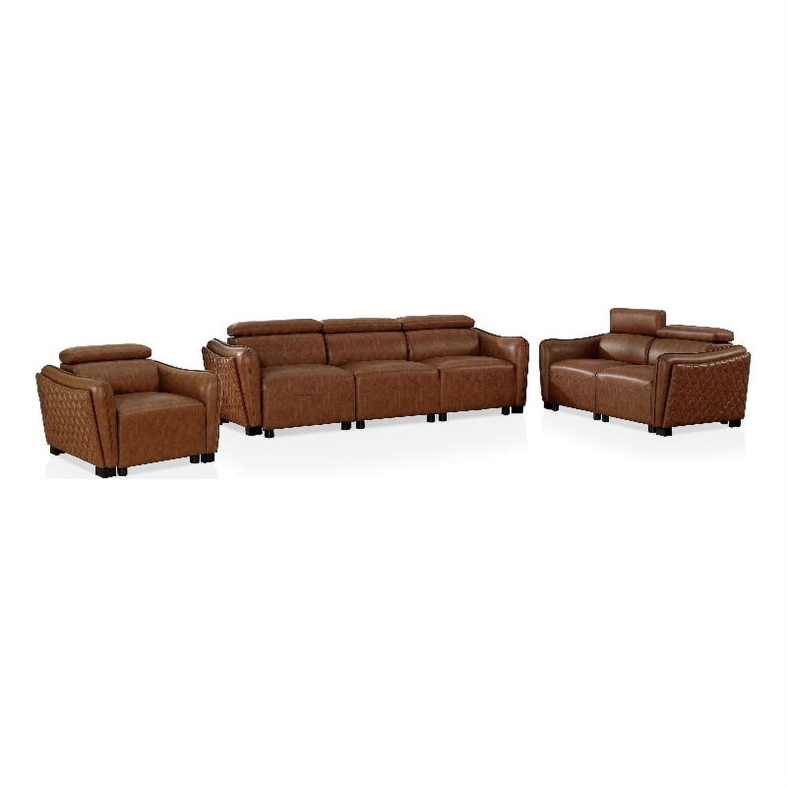 Furniture Of America Holm Faux Leather 3-Piece Sofa Set For Living Room ... throughout Nestore Premium Genuine Leather Match 3-Piece Sofa Set