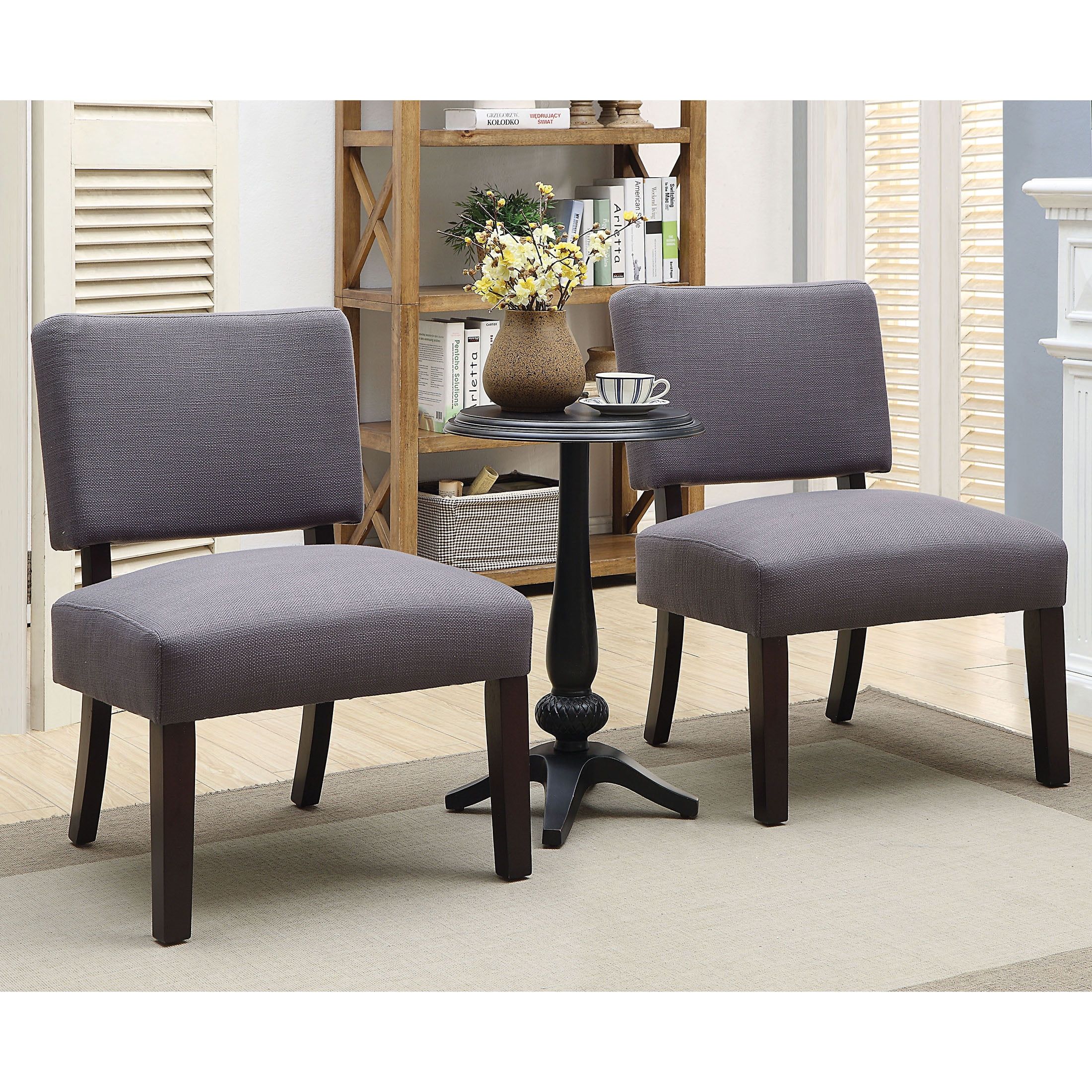 Furniture Of America Salice 3-Piece Accent Table And Chair Set, Gray ... regarding Exploring the Versatility of Jasper's 21&quot; Widespread Arm Chair and Console Table Combination