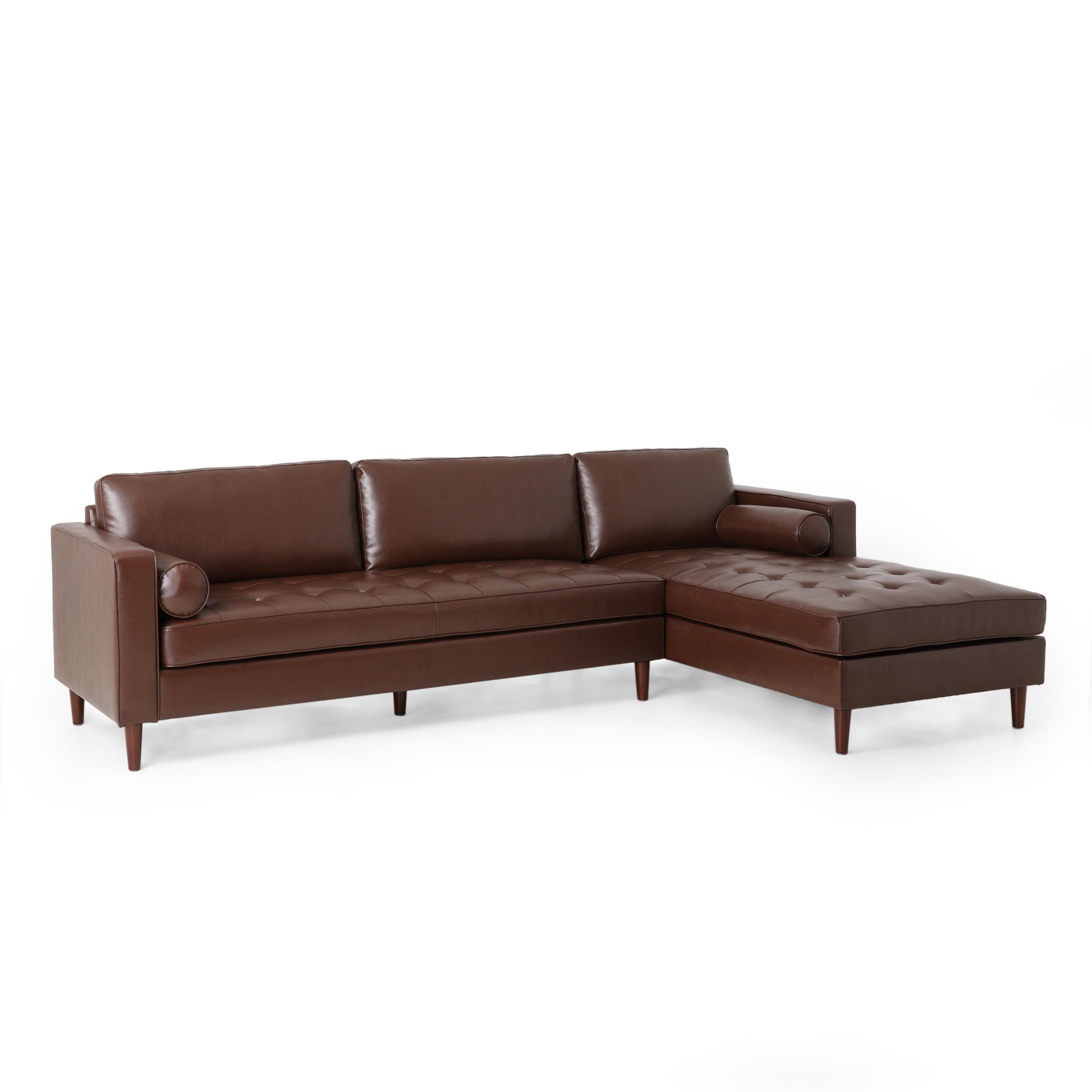 Gdf Studio Hixon Contemporary Faux Leather Tufted 4 Seater Chaise ... intended for The Art of Choosing the Right Tufted Sofa for Your Living Space