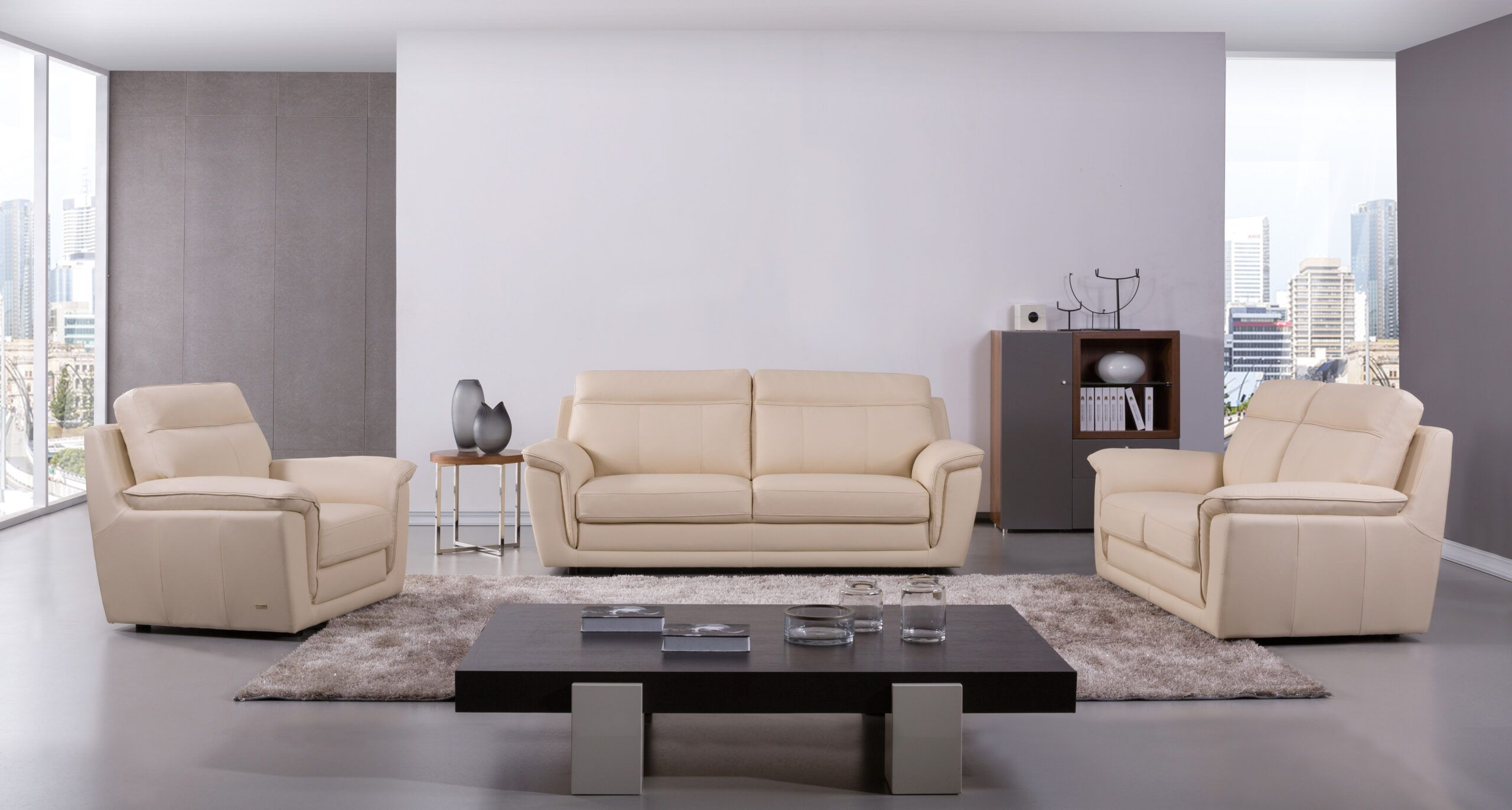 Genuine Italian Leather Beige Three Piece Sofa Set Philadelphia ... regarding How Contemporary Design Meets Durability in Modern Living Spaces