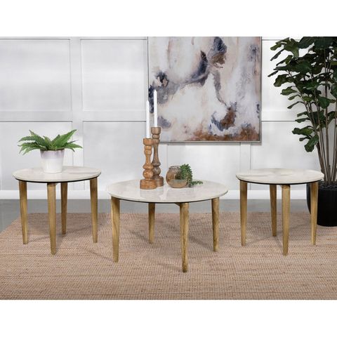 George Oliver Aldis 3-Piece Coffee And End Table Set White | Wayfair regarding Aldis 2-Piece Coffee And End Table Set White