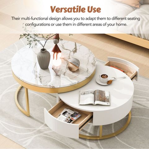 Gewnee Round Nesting Coffee Table - Contemporary - Coffee Table Sets ... with regard to How to Choose the Perfect Coffee Table Set for Your Living Space