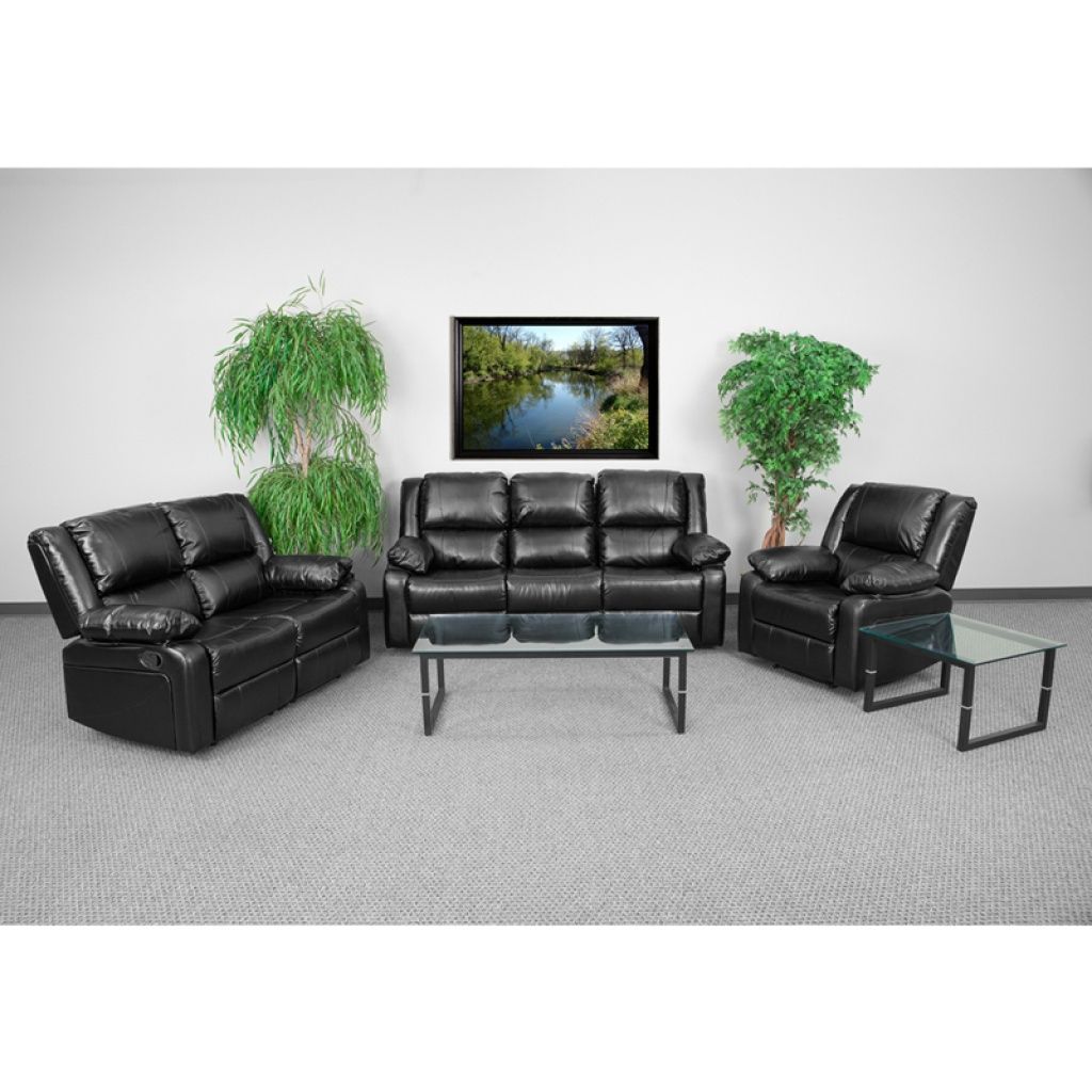 Harmony Series Black Leather Reclining Sofa Set - By Flash Furniture ... with Harmony Series Reclining Sofa Set