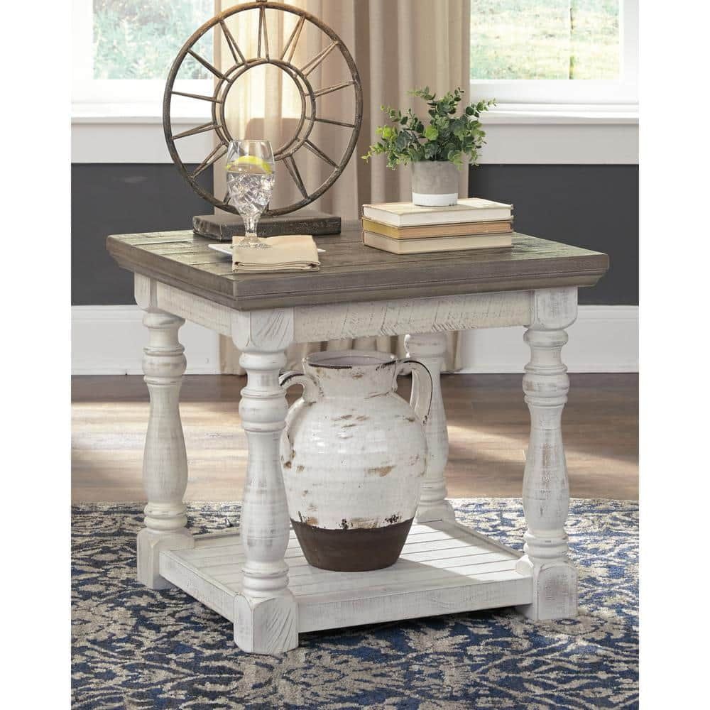 Havalance 26 In. Gray/White Rectangle Mdf End Table With Lower Shelf ... intended for Havalance Gray/White Rectangular Cocktail Table