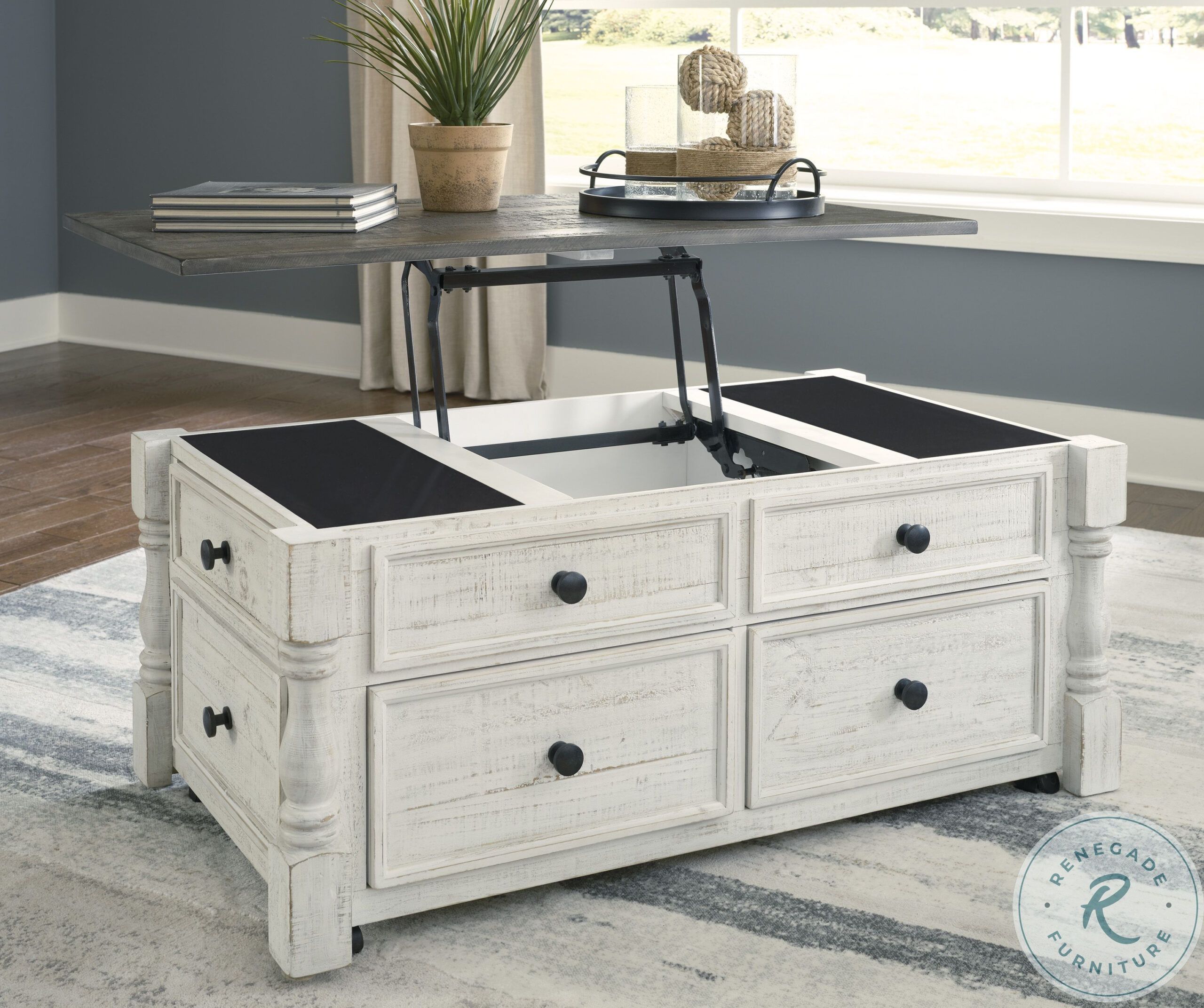 Havalance White And Grey Lift Top Cocktail Table From Ashley Furniture ... regarding Havalance Gray/White Rectangular Cocktail Table