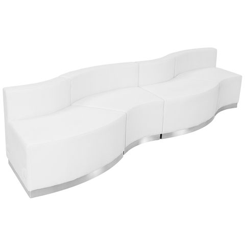 Hercules Alon Series Melrose White Leather Reception Configuration, 4 ... pertaining to Hercules Alon Series Melrose White Leather Reception Configuration, 15-Piece Set
