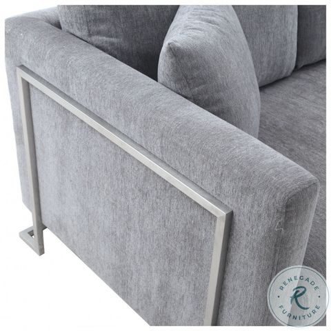 Heritage Gray Fabric Upholstered Sofa With Brushed Stainless Steel Legs ... for Heritage 2-Piece Fabric Upholstered Sofa & Chair Set, Gray
