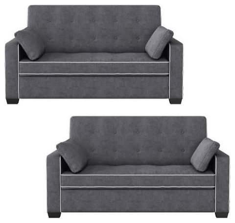 Home Square 2 Piece Convertible Queen Microfiber Sofa Set In Gray ... throughout Maximizing Space with the Home Square Transitional 2 Piece Set in Small and Large Rooms