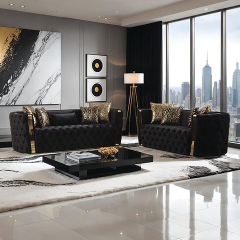 House Of Hampton® Doruk 2 - Piece Velvet Living Room Set & Reviews ... regarding Kingway Furniture Almor Velvet Living Room Set, Black