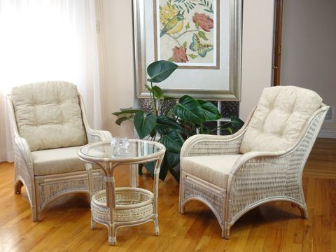 Jam Rattan Wicker Living Set 3Pc Coffee Table 2 Chairs W/Cushions 3 ... intended for Understanding the Artisan Craftsmanship Behind Rattan Wicker Furniture