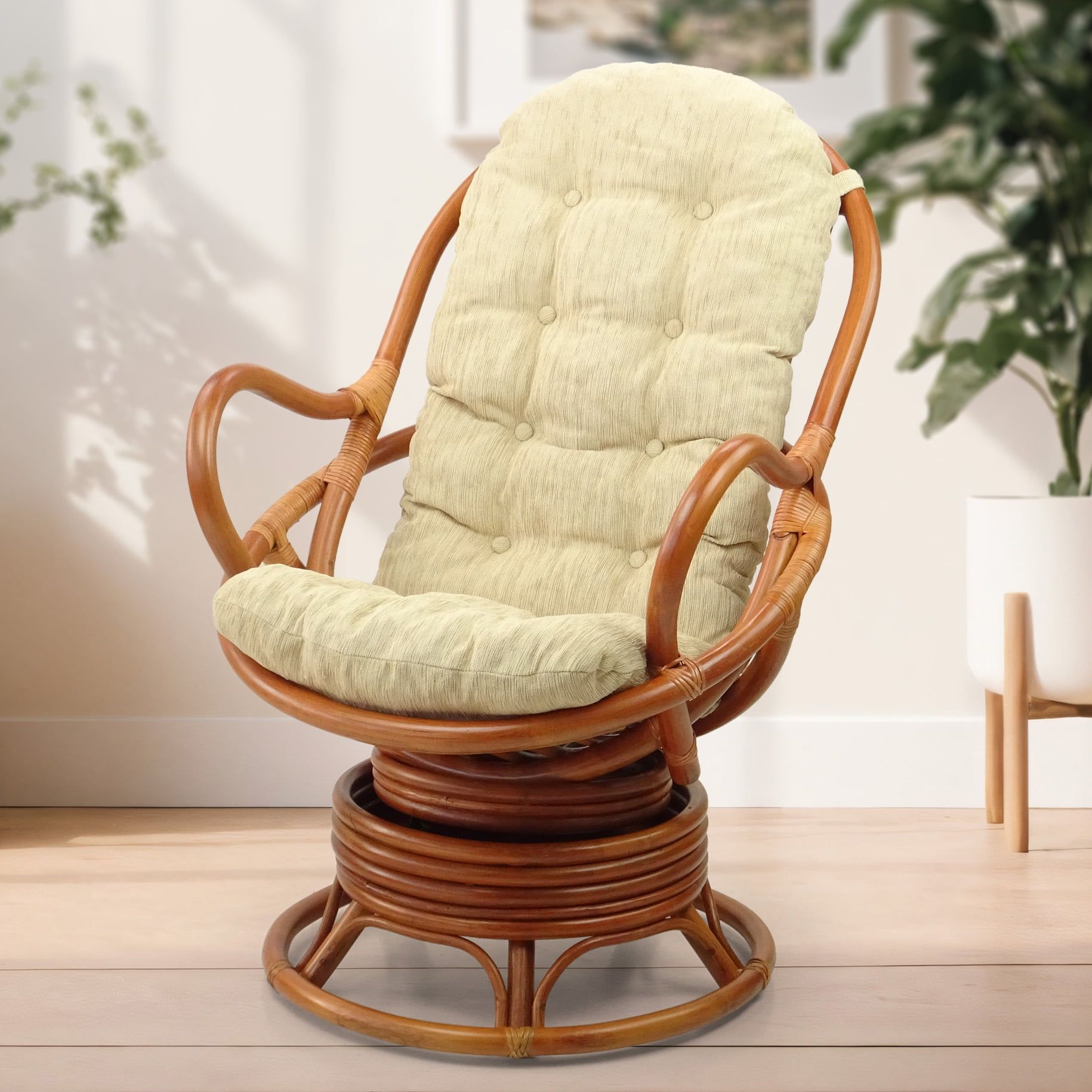 Java Handmade Natural Rattan Wicker Swivel Rocking Lounge Chair With ... intended for Understanding the craftsmanship behind colonial rattan wicker furniture