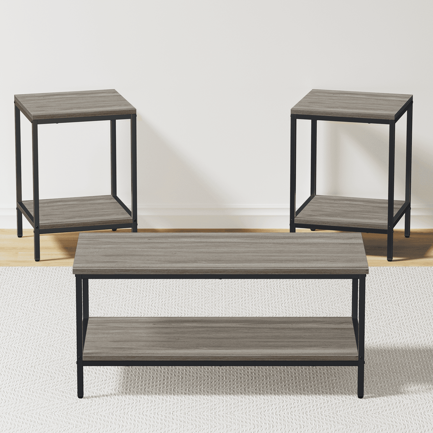 Joz 3-Piece Coffee Table Set For Living Room, End Table Set With ... throughout Mozzi 3-Piece Coffee And End Table Set Grey Faux Marble