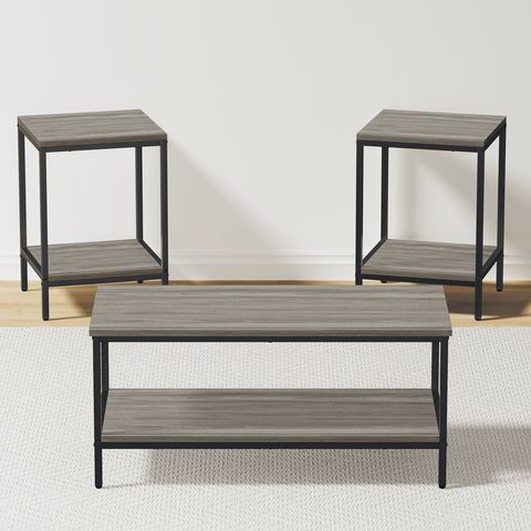 Joz 3-Piece Coffee Table Set For Living Room, End Table Set With ... throughout Mozzi 3-Piece Coffee And End Table Set Grey Faux Marble