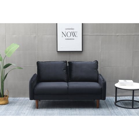 Kingway Furniture Aurora Velvet Living Room Loveseat In Black - Walmart.com regarding Creating Comfortable Conversations with Velvet Sofa Selections