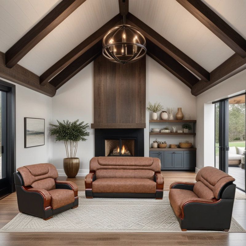 Lark Manor™ 3 - Piece Premium Cowhide Genuine Leather Living Room Sofa ... within Nestore Premium Genuine Leather Match 3-Piece Sofa Set