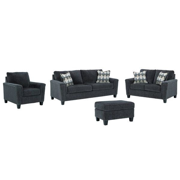 Latitude Run® Verly 4 - Piece Living Room Set &amp; Reviews | Wayfair in Comprise 4-Piece Living Room Set Charcoal