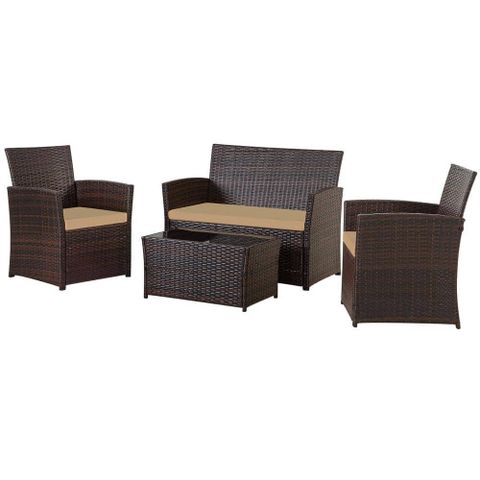 Laurel Canyon Brown Rattan 4 Piece Patio Set Chairs Bistro Set Rattan ... throughout Exploring the Timeless Appeal of Kiki Natural Brown Rattan 4-Piece Living Room Set