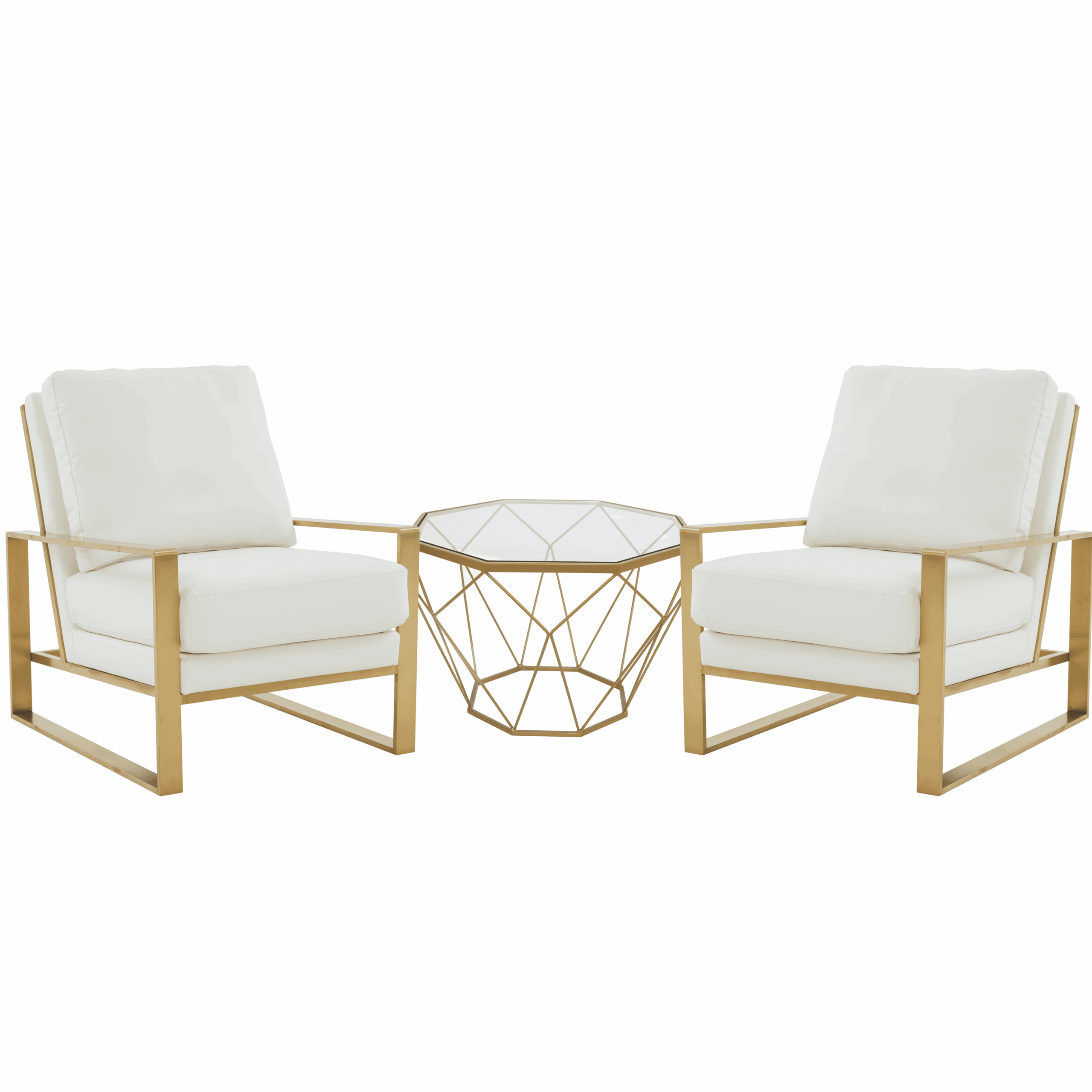 Leisuremod Jefferson Modern Leather Arm Chair With Gold Frame Set Of 2 ... within Leisuremod Jefferson Arm Chairs