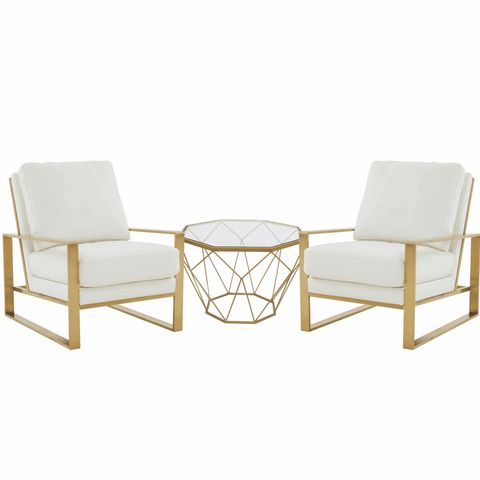 Leisuremod Jefferson Modern Leather Arm Chair With Gold Frame Set Of 2 ... within Leisuremod Jefferson Arm Chairs