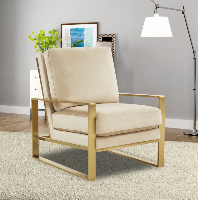 Leisuremod Jefferson Velvet Accent Armchair With Gold Frame ... in The Artisan Craftsmanship Behind LeisureMod Jefferson Arm Chairs