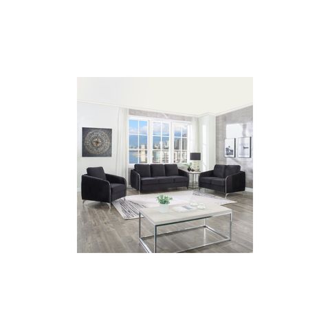 Lilola Home Hathaway Black Velvet Fabric Sofa Loveseat Chair Living ... for Hathaway Black Velvet Fabric Sofa Loveseat Living Room Set