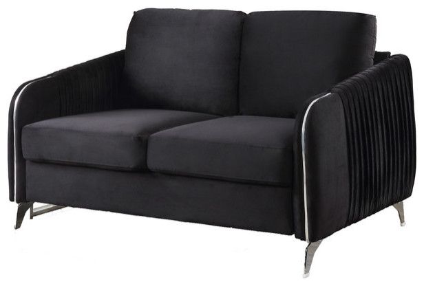Lilola Home Hathaway Black Velvet Fabric Sofa Loveseat Chair Living ... inside Creating the Ideal Living Room Atmosphere with Velvet Upholstery
