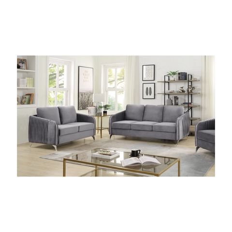 Lilola Home Hathaway Velvet Fabric Sofa Loveseat Living Room Set-Color ... with regard to Creating a Cozy Atmosphere with the Lilola Home Gray Velvet Sofa Set