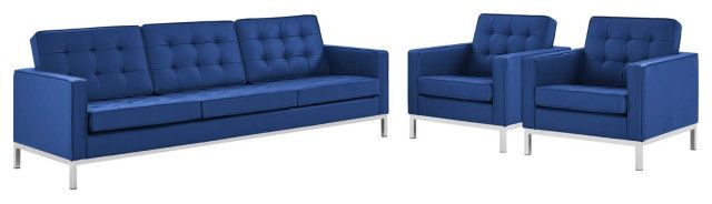 Loft 3 Piece Tufted Upholstered Faux Leather Set By Modway ... with regard to Understanding the Appeal of Tufted Upholstered Furniture in Modern Living Spaces