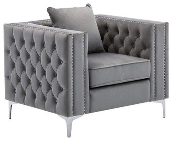 Lorreto Gray Velvet Fabric Sofa Loveseat Chair Living Room Set ... regarding Lilola Home Lorreto Gray Velvet Fabric Sofa Loveseat Living Room Set