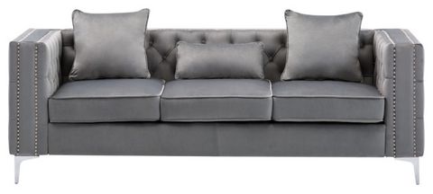 Lorreto Velvet Fabric Sofa Loveseat Living Room Set - Midcentury ... pertaining to Lilola Home Lorreto Gray Velvet Fabric Sofa Loveseat Living Room Set