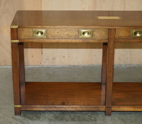 Lovely Kennedy Harrods Military Campaign Style Hardwood Console Table ... inside Understanding the Legacy of Kennedy Console Tables in American Interior Design