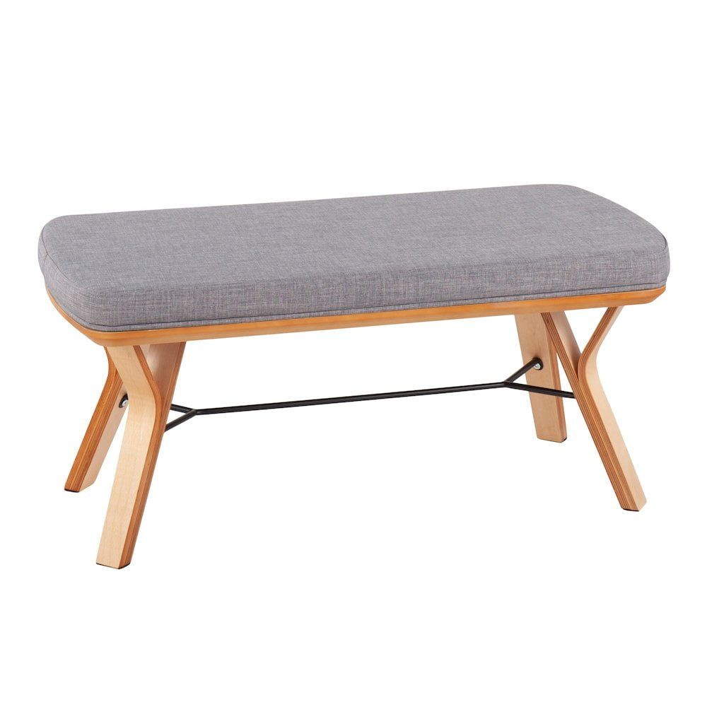 Lumisource Natural Wood, Light Grey Fabric Folia Bench - Walmart.com with regard to Exploring the Appeal of Lumisource Folia Bench Design
