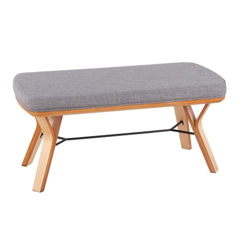 Lumisource Natural Wood, Light Grey Fabric Folia Bench - Walmart.com with regard to Exploring the Appeal of Lumisource Folia Bench Design