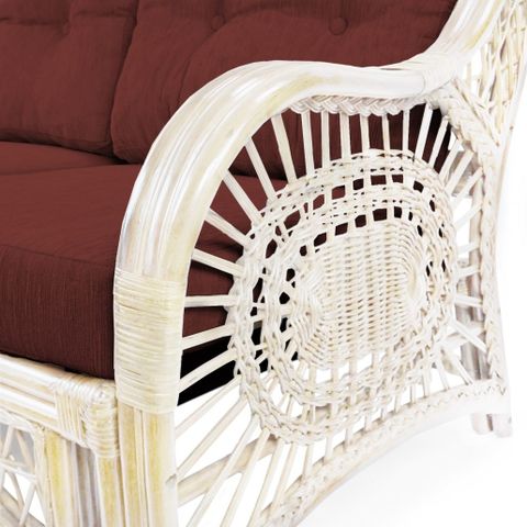 Malibu Handmade 3-Seater Natural Rattan Wicker, Medium Brown inside Malibu 3-Piece Rattan Wicker Living Room Set