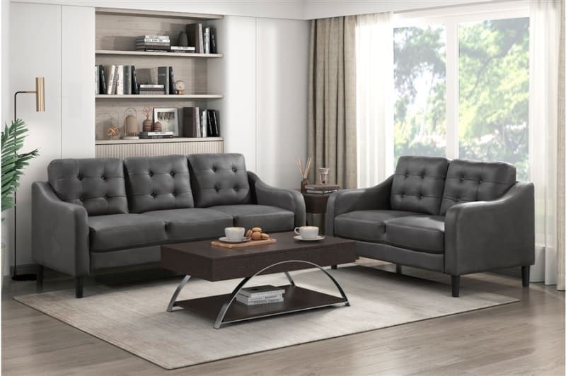 Mallory 2 Piece Sofa Set In Gray Fabric By Home Elegance - Hel-9601Br within Choosing the Right Gray Linen Sofa Set for Your Living Space