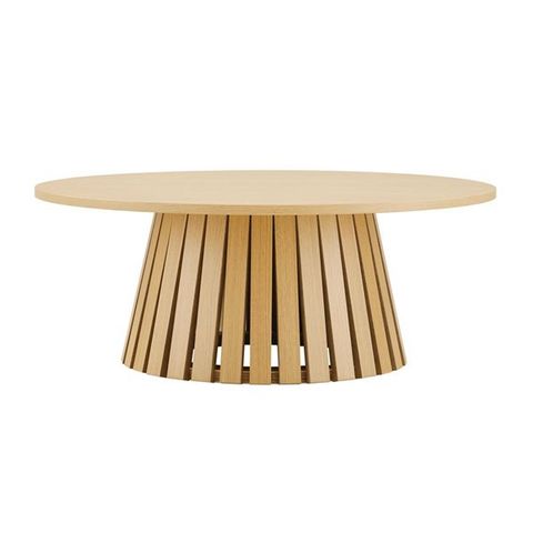 Manhattan Comfort Layla Natural Oak Round 35 W X 35 D X 14-In H Modern ... intended for Manhattan Comfort 2-Piece Layla Coffee And End Table