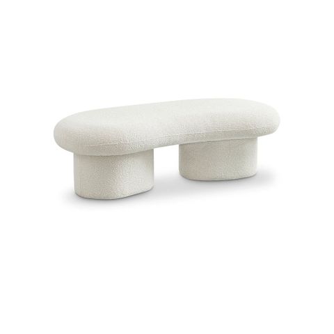 Meridian Furniture Luka Bench, Cream Boucle Fabric, Art Deco Style, 59 ... within Understanding the Appeal of Luka Boucle Fabric Upholstered Bench in Modern Interior Spaces