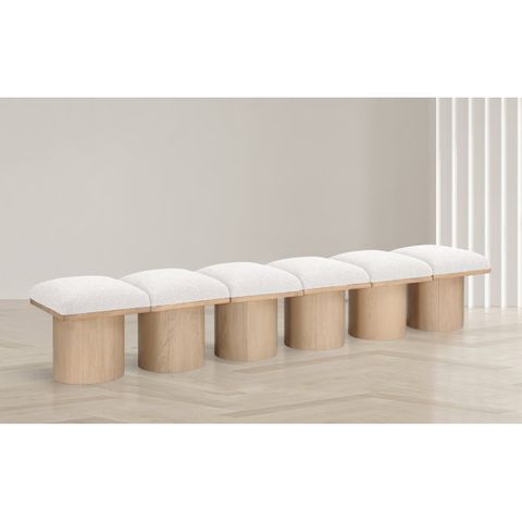 Meridian Furniture Usa Pavilion Boucle Fabric Upholstered Bench | Wayfair regarding Luka Boucle Fabric Upholstered Bench, Grey