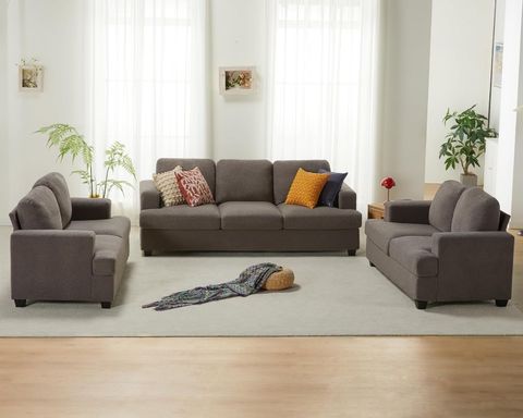 Merluxy Sofa, 3 Piece Set Modern Couch With Deep Seats, Comfy Sofa For ... intended for Modern Contemporary Living Room Armchairs And Loveseat Sofa 3-Piece Set Gray