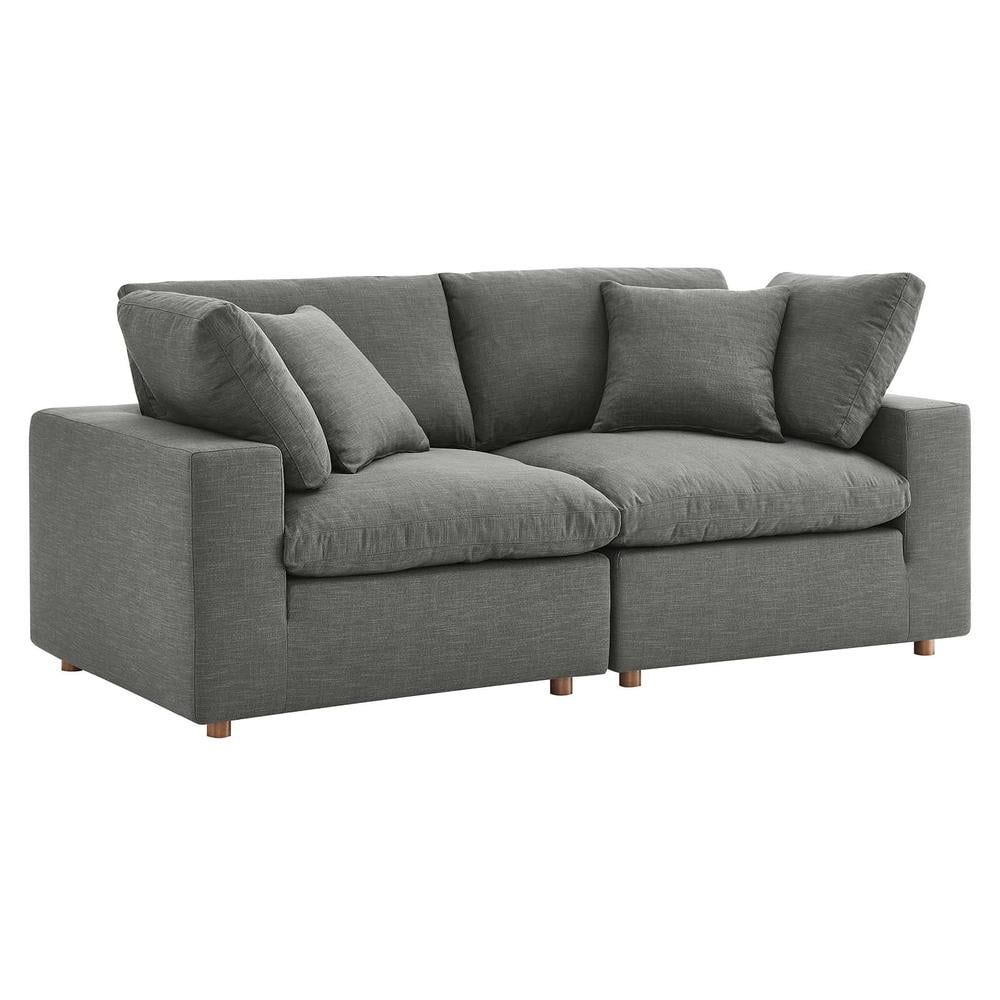 Modway 2 Piece Contemporary Polyester Sectional Sofa Living Room Set ... within Modway 2-Piece Engage Armchair And Sofa Set, Gray