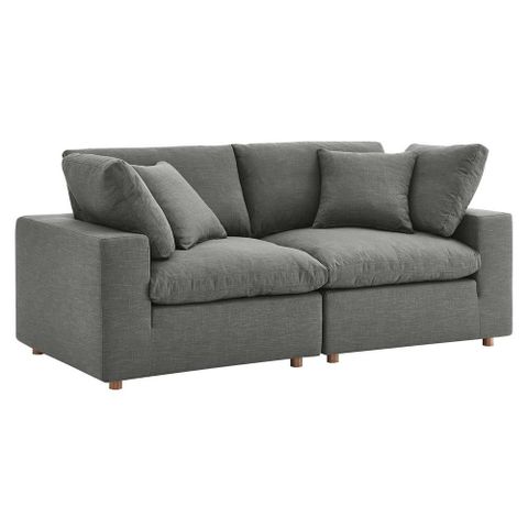 Modway 2 Piece Contemporary Polyester Sectional Sofa Living Room Set ... within Modway 2-Piece Engage Armchair And Sofa Set, Gray