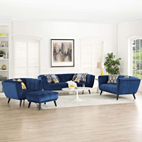 Modway Bestow 3 Piece Performance Velvet Sofa Loveseat And Armchair Set ... with regard to Maximizing small space functionality with multi-piece seating arrangements