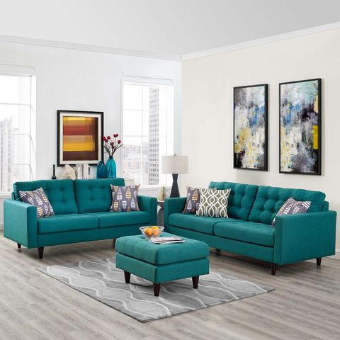 Modway Empress 2-Piece Modern Tufted Fabric Upholstered Sofa Set In ... with regard to Contemporary Sofa And Loveseat Set, Fabric Cushioned Seat And Tufted Back, Azure