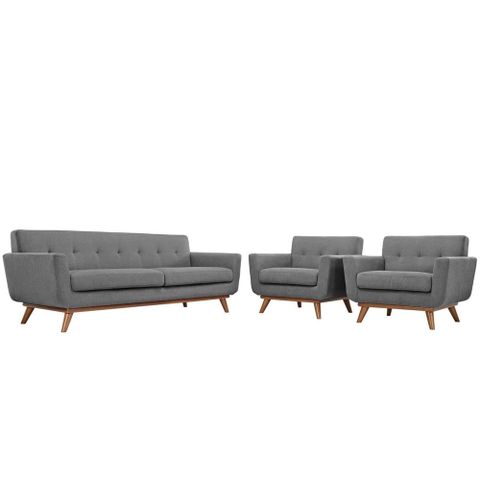 Modway Engage Armchairs And Sofa Set Of 3 In Expectation Gray - Walmart.com with Engage Armchairs And Sofa Set Of 3 - Gray