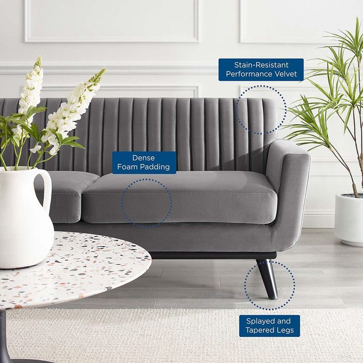 Modway Engage Ii Gray Loveseat Eei-5458-Gry regarding Modway 2-Piece Engage Loveseat And Sofa Set, Gray